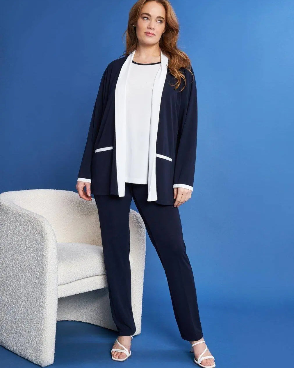 Twin set in jersey elasticizzato con profili a contrasto BLU DORABELLA PIU'