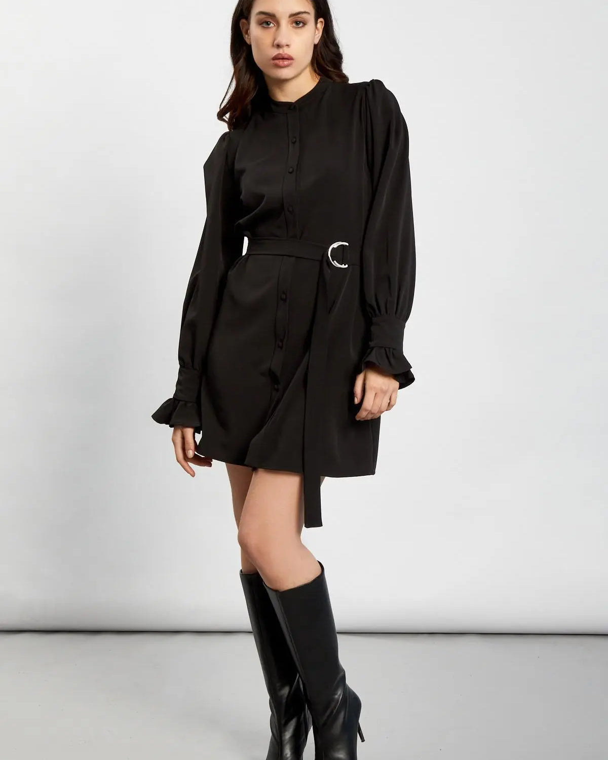 Vestito mini con cintura NERO IRONICA